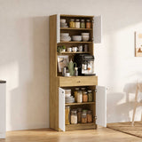 Dulap multifunctional Adore Lungo , 4 usi si 1 sertar, Stejar - Alb, 72x195x45 cm