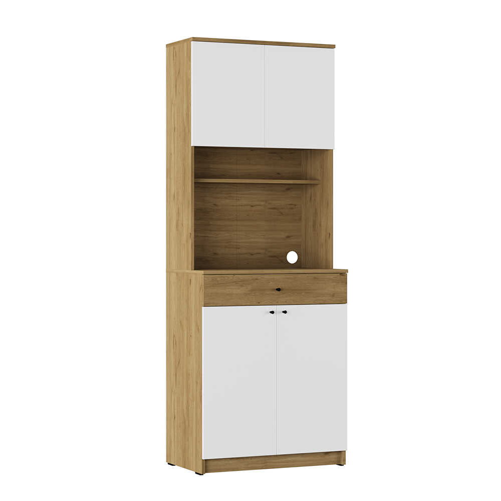 Dulap multifunctional Adore Lungo , 4 usi si 1 sertar, Stejar - Alb, 72x195x45 cm