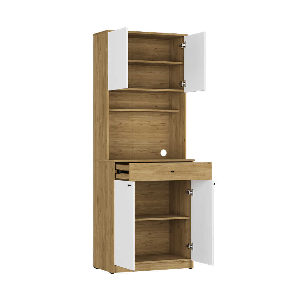 Dulap multifunctional Adore Lungo , 4 usi si 1 sertar, Stejar - Alb, 72x195x45 cm