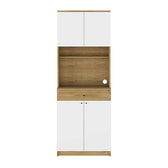 Dulap multifunctional Adore Lungo pentru colt de cafea, 4 usi si 1 sertar, Stejar - Alb, 72x195x45 cm