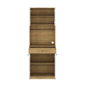 Dulap multifunctional Adore Lungo pentru colt de cafea, 4 usi si 1 sertar, Stejar - Alb, 72x195x45 cm