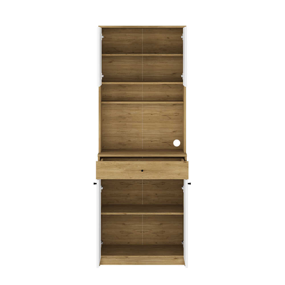Dulap multifunctional Adore Lungo , 4 usi si 1 sertar, Stejar - Alb, 72x195x45 cm