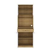 Dulap multifunctional Adore Lungo pentru colt de cafea, 4 usi si 1 sertar, Stejar - Alb, 72x195x45 cm