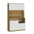 Dulap multifunctional Adore Lungo pentru colt de cafea, 6 usi si 1 sertar, Stejar - Alb, 120x195x45 cm