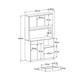 Dulap multifunctional Adore Lungo pentru colt de cafea, 6 usi si 1 sertar, Stejar - Alb, 120x195x45 cm