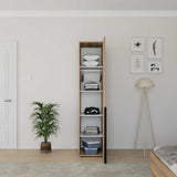 Dulap Multifunctional Adore Oryana, 5 rafturi si umeras, usa reversibila, Alb - Nuc, 45x210x62 cm - Nuc