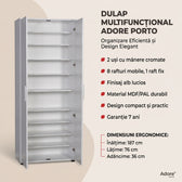 Dulap Multifunctional Adore Porto, 2 usi, 8 rafturi, Alb, 76x187x36 cm, perspectiva suplimentara