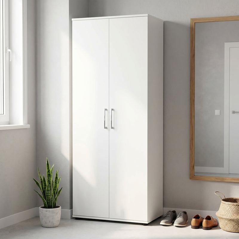 Dulap Multifunctional Adore Porto, 2 usi, 8 rafturi, Alb, 76x187x36 cm, foto produs 11