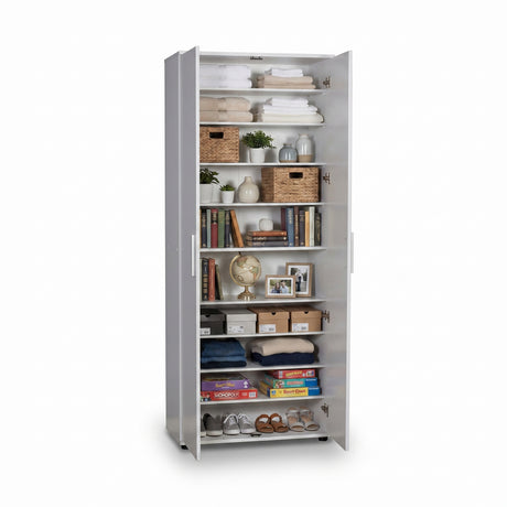 Dulap Multifunctional Adore Porto, 2 usi, 8 rafturi, Alb, 76x187x36 cm