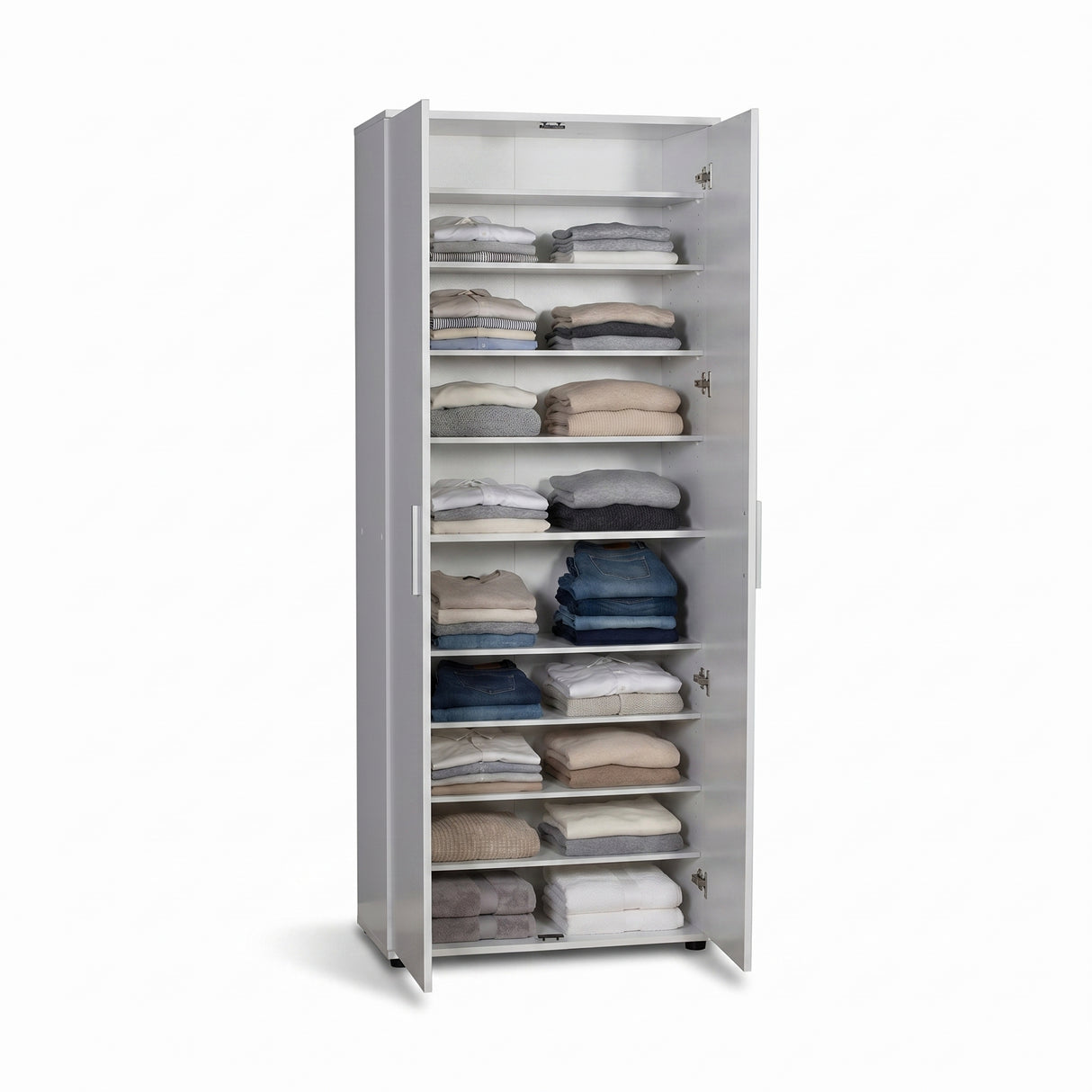 Dulap Multifunctional Adore Porto, 2 usi, 8 rafturi, Alb, 76x187x36 cm