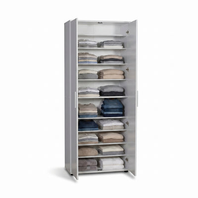 Dulap Multifunctional Adore Porto, 2 usi, 8 rafturi, Alb, 76x187x36 cm, foto produs 7