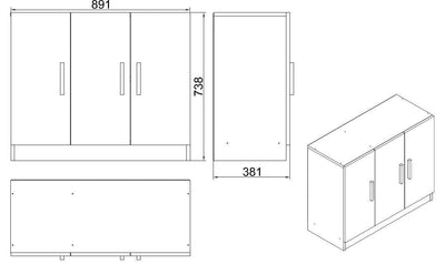 DULAP MULTIFUNCTIONAL AR3 - CA, Alb, 89 x 74 x 39 cm