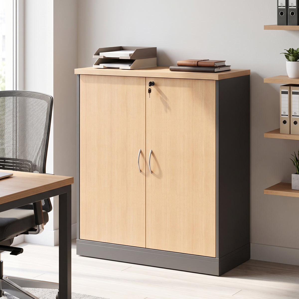 Dulap multifunctional Fesialo, 80x41x80 cm - Natural-Antracit