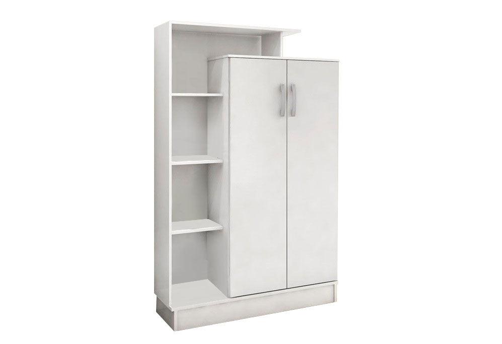 Dulap multifunctional Nilay cu 2 usi si rafturi, Alb, 90 x 140 x 30 cm