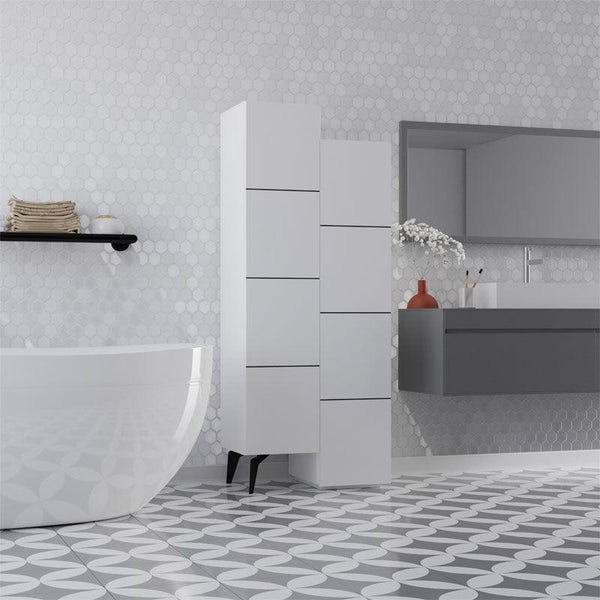 Dulap multifunctional Romane cu 2 usi, Alb - Natural, 63x38x155 cm