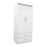 Dulap Olympus cu 2 usi si sertare, Alb, 81x57x183 cm - Alb