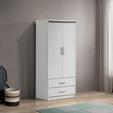 Dulap Olympus cu 2 usi si sertare, Alb, 81x57x183 cm - Alb