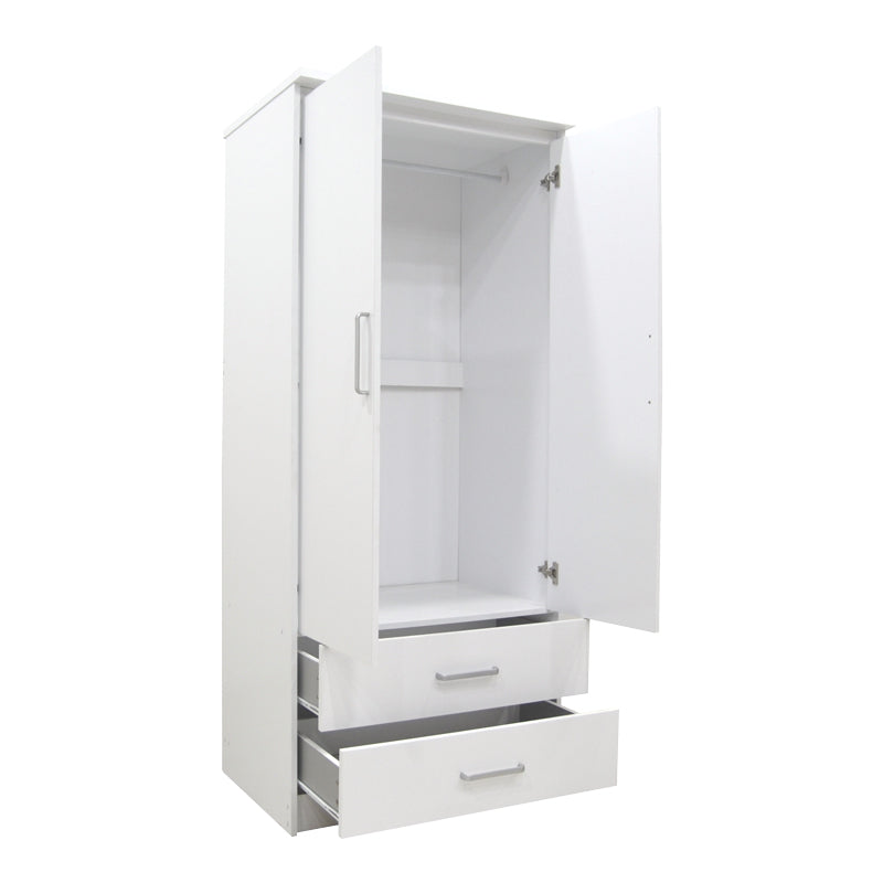Dulap Olympus cu 2 usi si sertare, Alb, 81x57x183 cm - Alb
