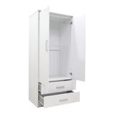 Dulap Olympus cu 2 usi si sertare, Alb, 81x57x183 cm - Alb