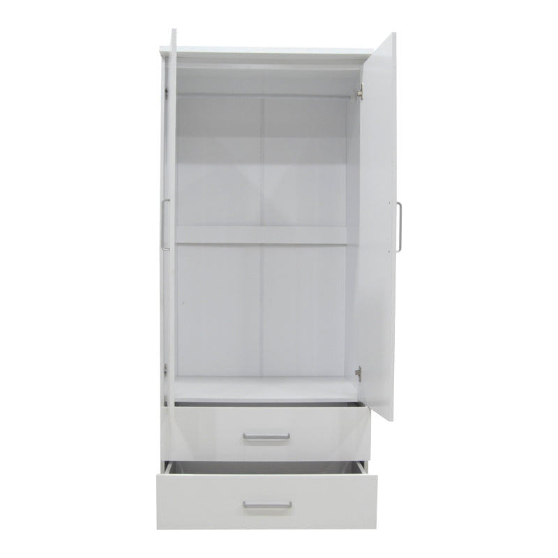 Dulap Olympus cu 2 usi si sertare, Alb, 81x57x183 cm - Alb