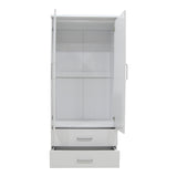 Dulap Olympus cu 2 usi si sertare, Alb, 81x57x183 cm - Alb
