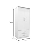 Dulap Olympus cu 2 usi si sertare, Alb, 81x57x183 cm - Alb
