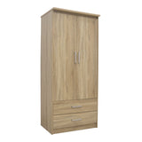 Dulap Olympus cu 2 usi si sertare, Alb, 81x57x183 cm - Stejar