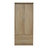 Dulap Olympus cu 2 usi si sertare, Alb, 81x57x183 cm - Stejar