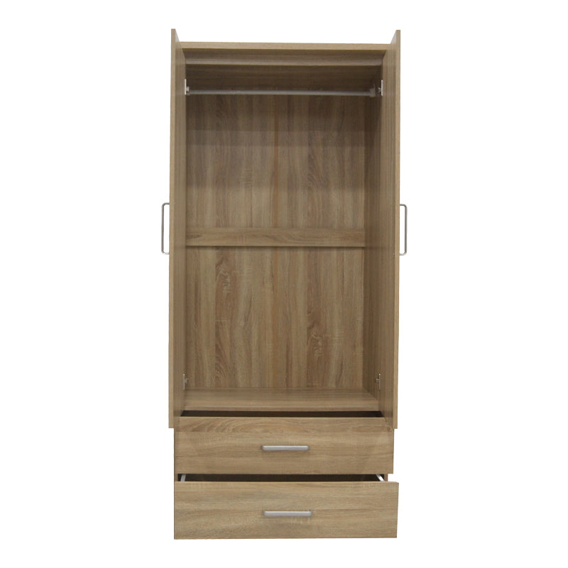 Dulap Olympus cu 2 usi si sertare, Alb, 81x57x183 cm - Stejar