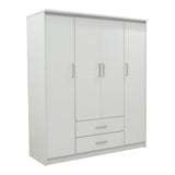 Dulap Olympus cu 4 usi si sertare, Alb, 159x57x183 cm - Alb