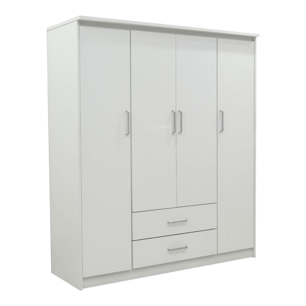 Dulap Olympus cu 4 usi si sertare, Alb - Stejar, 159x57x183 cm