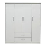Dulap Olympus cu 4 usi si sertare, Alb, 159x57x183 cm - Alb