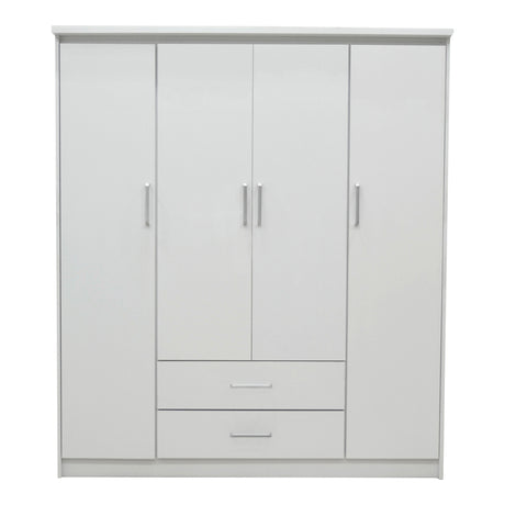 Dulap Olympus cu 4 usi si sertare, Alb, 159x57x183 cm