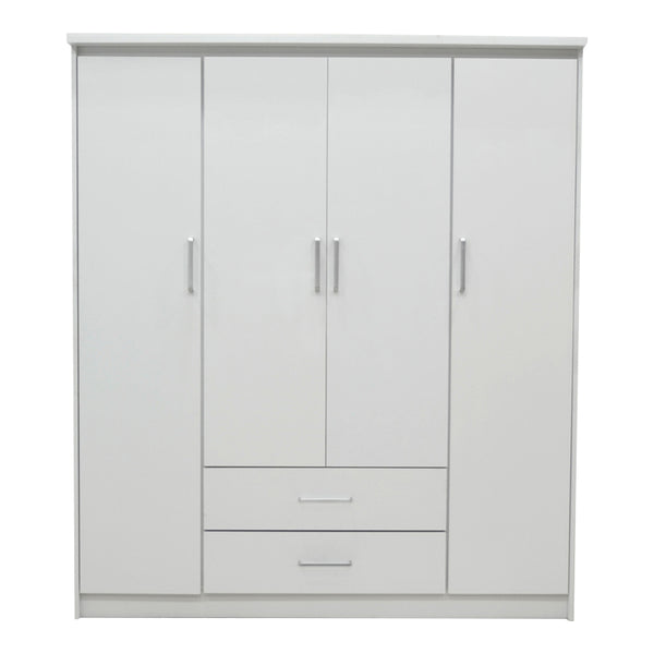 Dulap Olympus cu 4 usi si sertare, Alb - Stejar, 159x57x183 cm