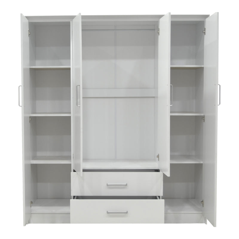 Dulap Olympus cu 4 usi si sertare, Alb, 159x57x183 cm - Alb