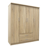 Dulap Olympus cu 4 usi si sertare, Alb, 159x57x183 cm - Stejar
