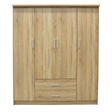 Dulap Olympus cu 4 usi si sertare, Alb, 159x57x183 cm - Stejar