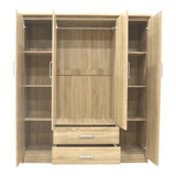 Dulap Olympus cu 4 usi si sertare, Alb, 159x57x183 cm - Stejar