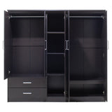 Dulap Olympus cu 5 usi si sertare cu oglinda, 198x57x183 cm - Nuc