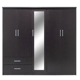 Dulap Olympus cu 5 usi si sertare cu oglinda, 198x57x183 cm - Nuc