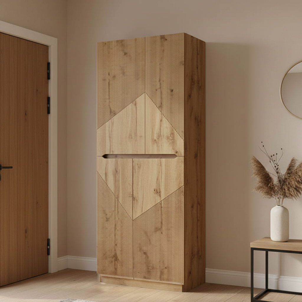 Dulap-pantofar cu functie de depozitare Kebell, Lemn, Stejar, 71x41x180 cm