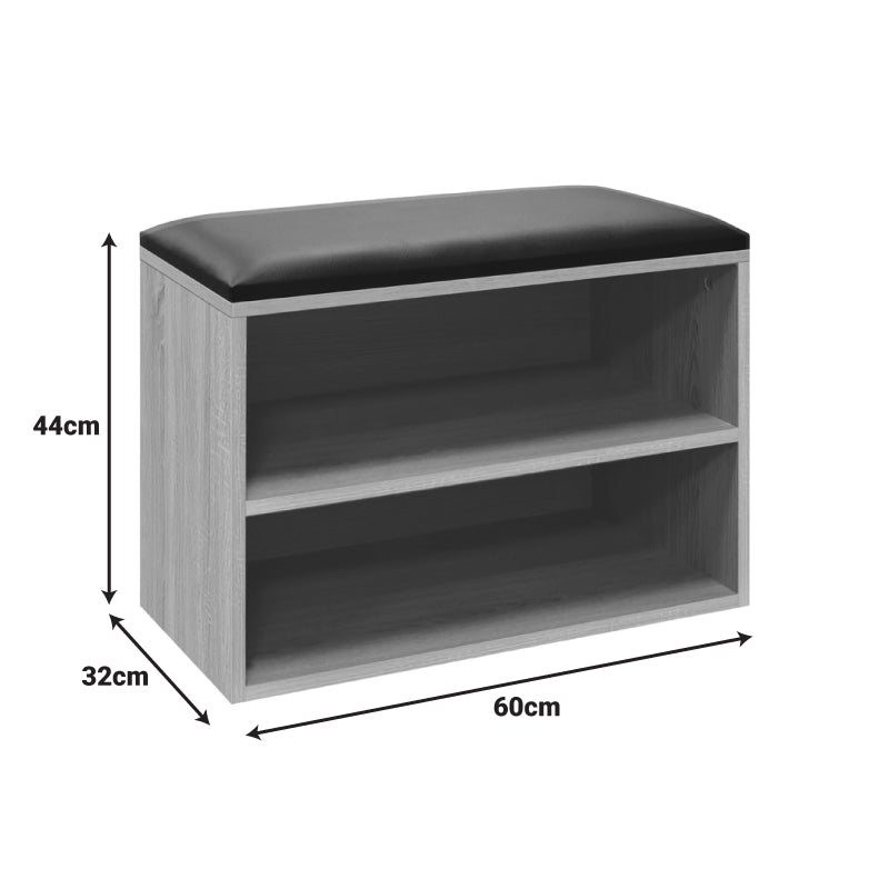 Dulap pantofi cu functie de taburet Kiana, Lemn, Nuc, 60x32x44 cm