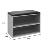 Dulap pantofi cu functie de taburet Kiana, Lemn, Nuc, 60x32x44 cm