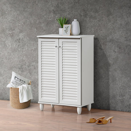 Dulap pantofi pentru 10 perechi, model Santo, Lemn, Alb, 60x34x91 cm