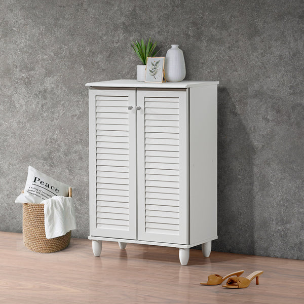 Dulap pantofi pentru 10 perechi, model Santo, Lemn, Alb, 60x34x91 cm
