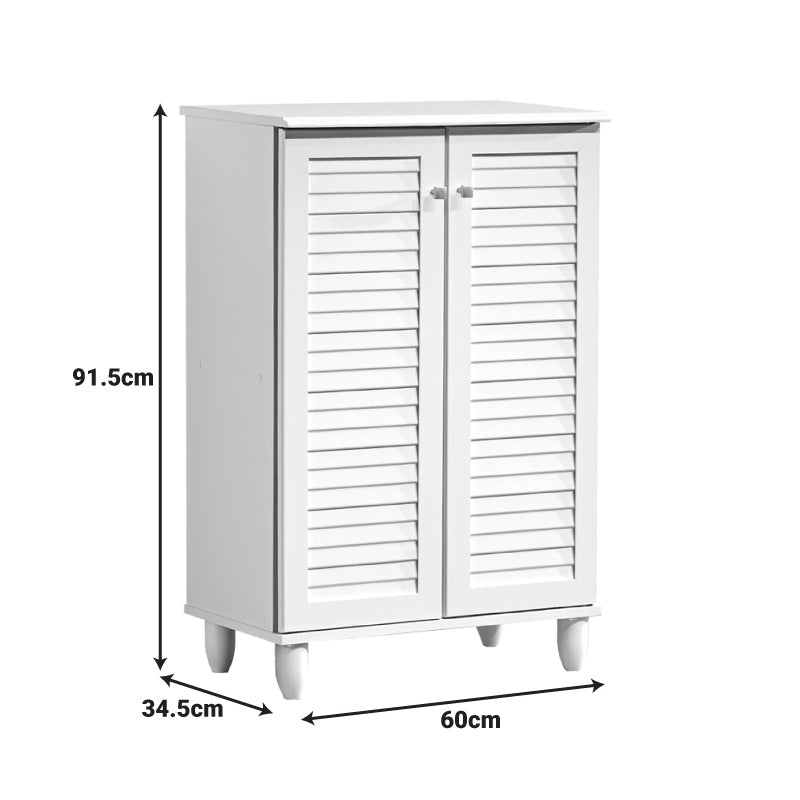 Dulap pantofi pentru 10 perechi, model Santo, Lemn, Alb, 60x34x91 cm