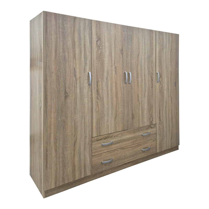 Dulap de haine Four-leaf wardrobe cu 2 drawers Alvia, Alb - Sonoma, 200x51x180 cm - SONOMA