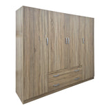 Dulap de haine Four-leaf wardrobe cu 2 drawers Alvia, Alb - Sonoma, 200x51x180 cm - SONOMA