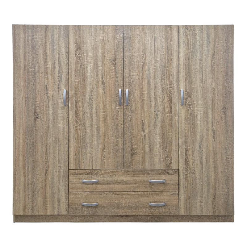 Dulap de haine Four-leaf wardrobe cu 2 drawers Alvia, Alb - Sonoma, 200x51x180 cm - SONOMA
