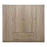 Dulap de haine Four-leaf wardrobe cu 2 drawers Alvia, Alb - Sonoma, 200x51x180 cm - SONOMA